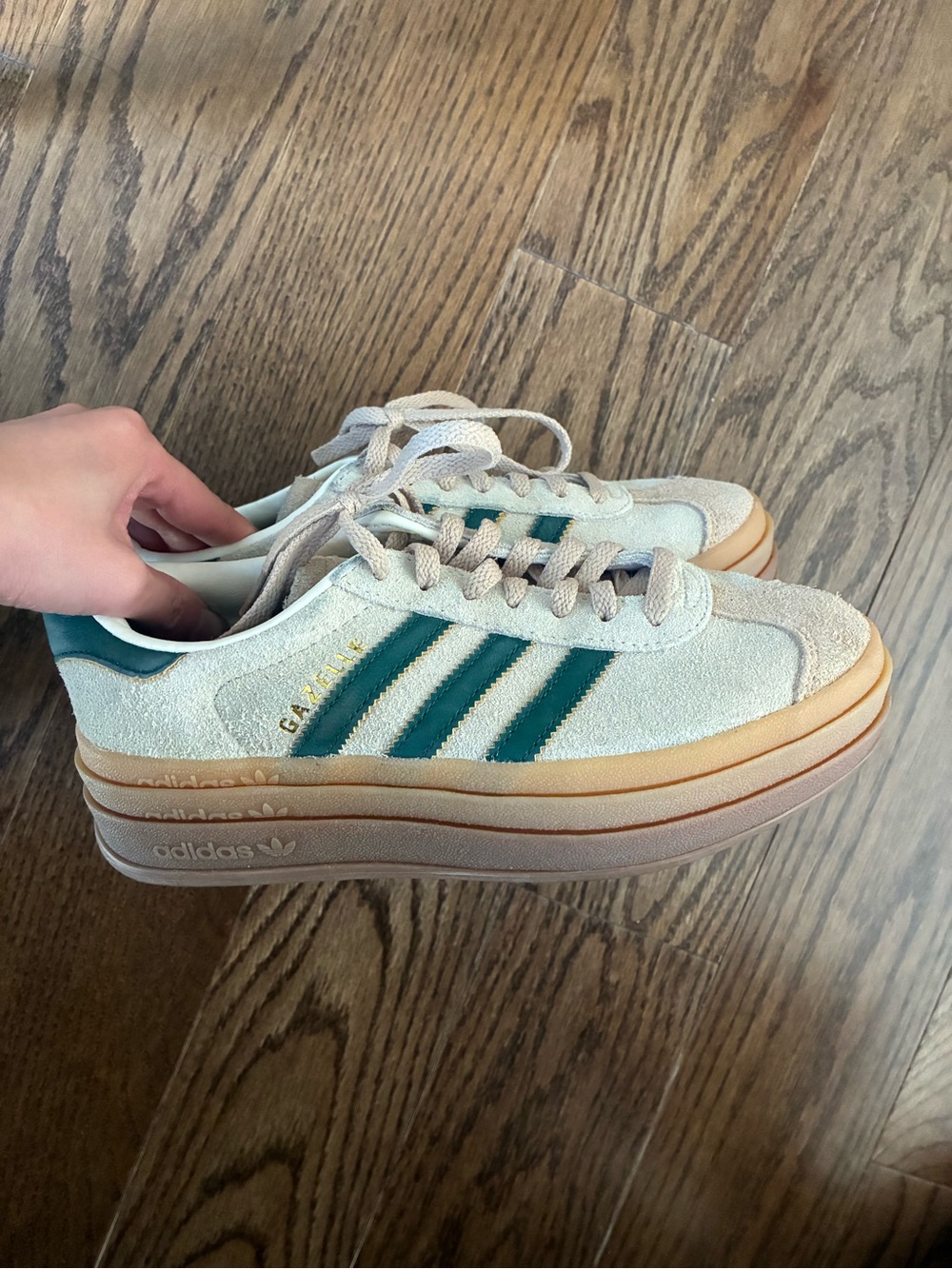 adidas gazelle bold - beige / tan / green